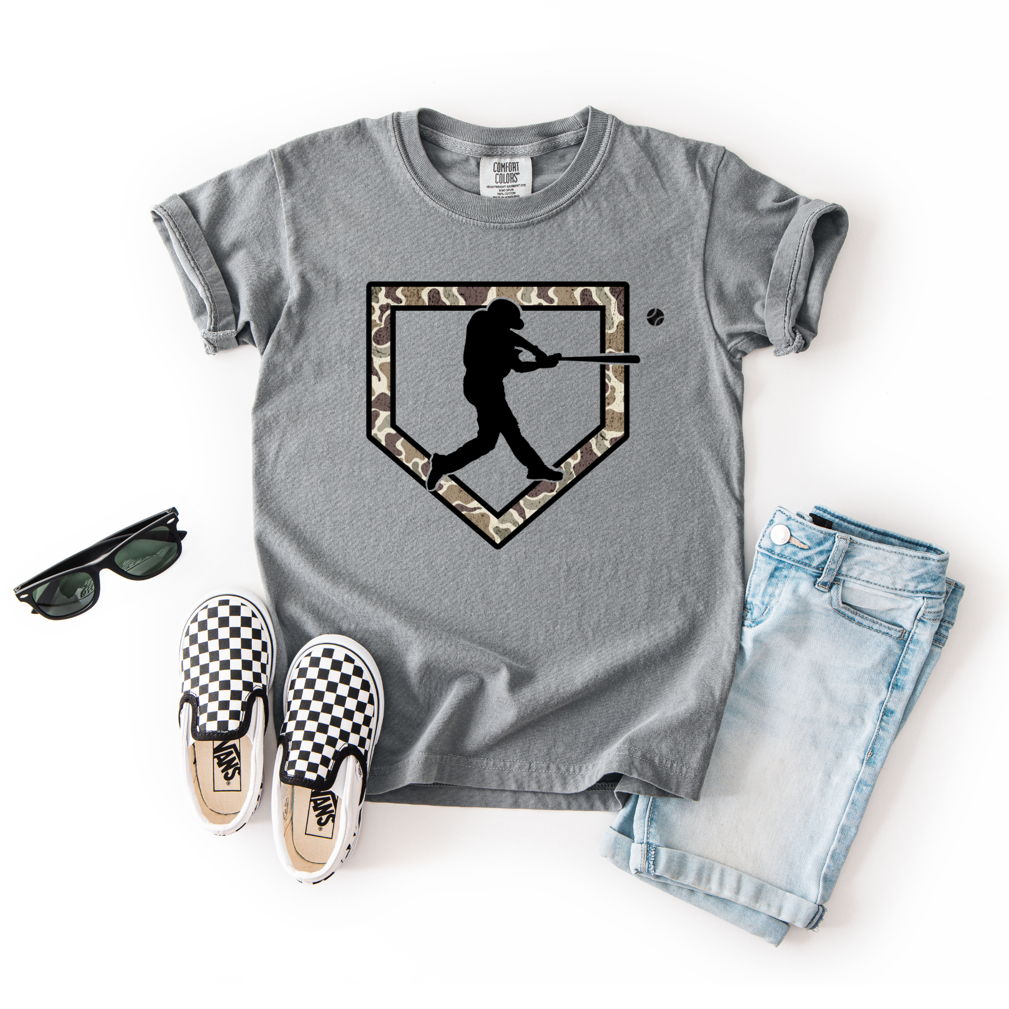 Baseball Camo Diamond Youth Short Sleeve T-Shirt