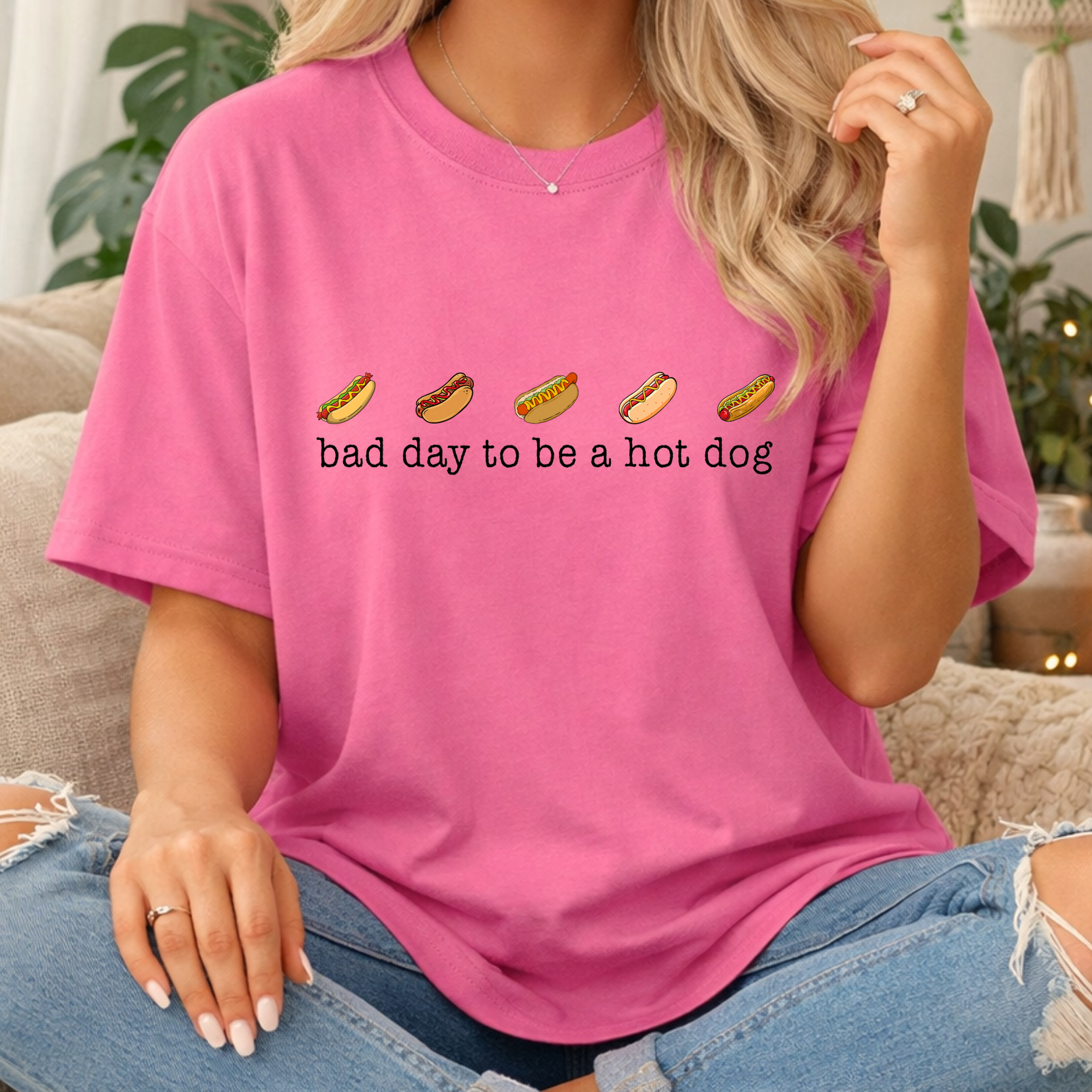 Black Bad Day to be a Hot Dog Short Sleeve T-Shirt