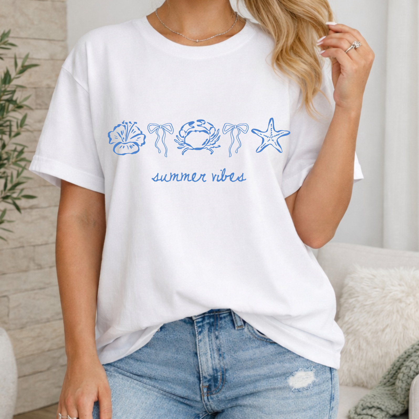Blue Summer Vibes Short Sleeve T-Shirt