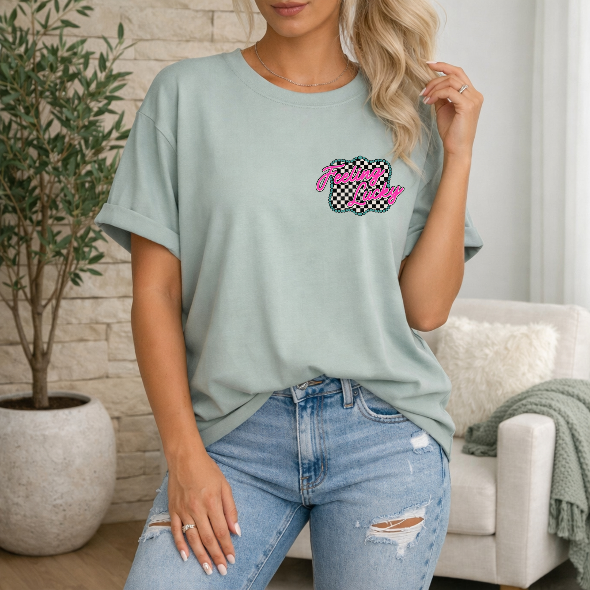 Front Feeling Lucky Short Sleeve T-Shirt