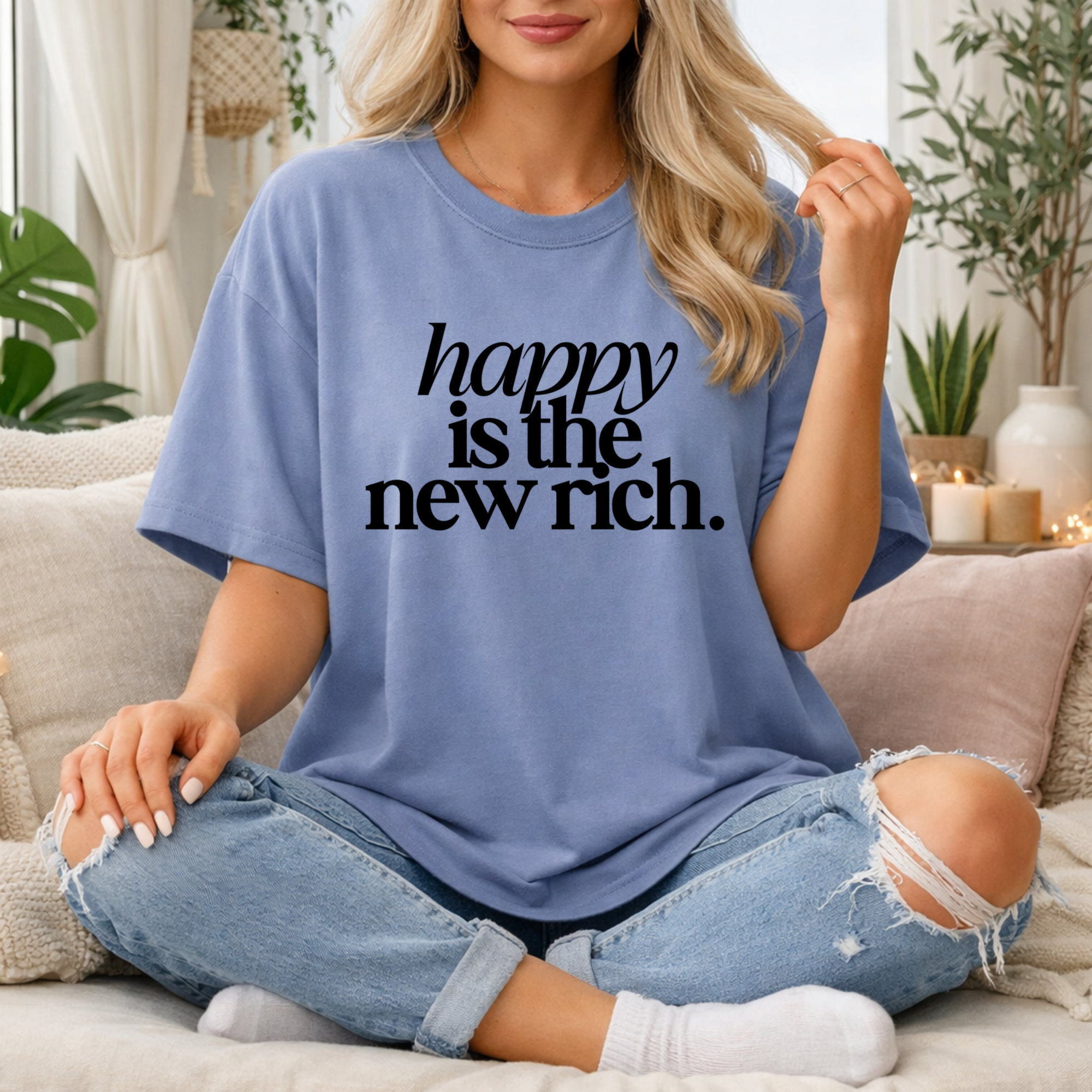 Happy is the New Rich Short Sleeve T-Shirt