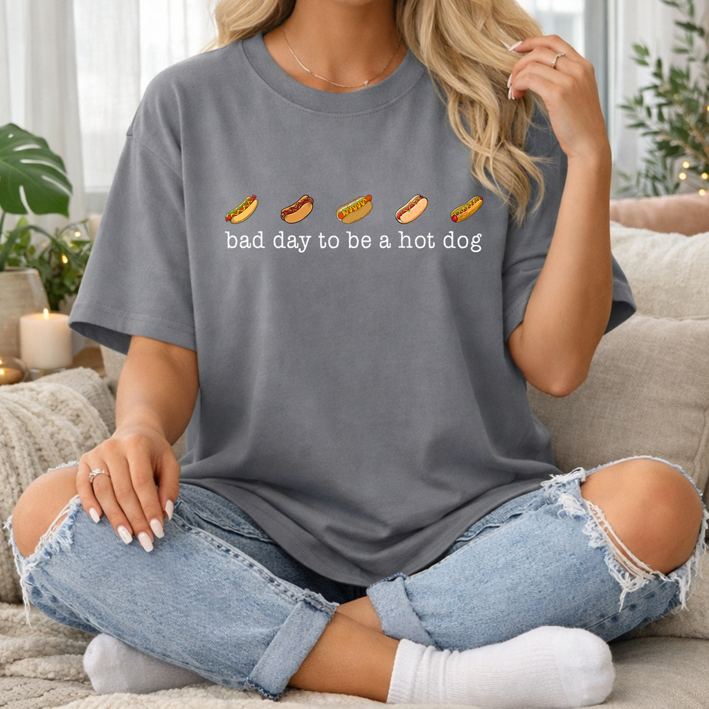 White Bad Day to be a Hot Dog Short Sleeve T-Shirt